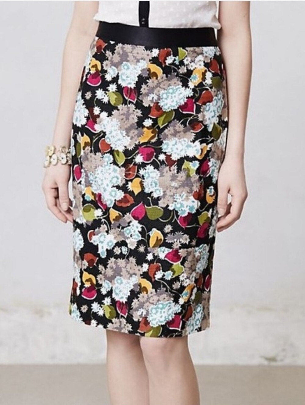 NWOT Anthropologie Girls From Savoy Ereo Floral Linen Pencil Skirt Midi Size 0